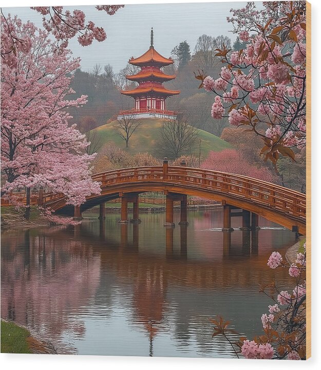 Bridge of Blossoms - Wood Print