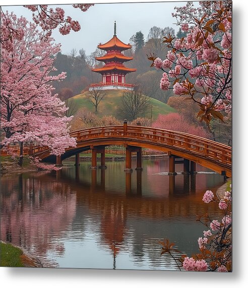 Bridge of Blossoms - Metal Print