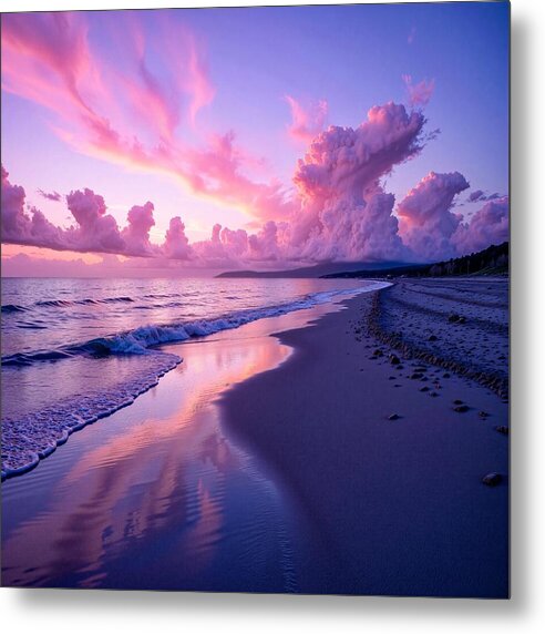 Cotton Candy Shores - Metal Print