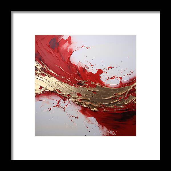 Golden Veil Over Scarlet - Framed Print