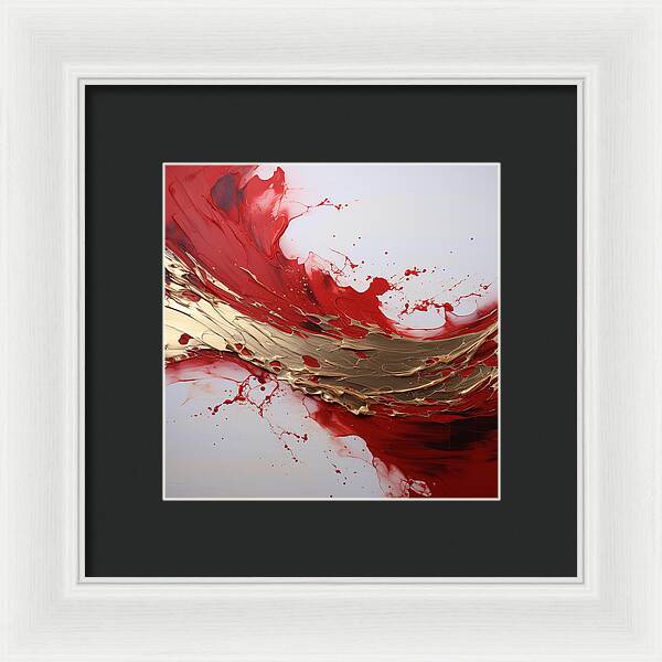 Golden Veil Over Scarlet - Framed Print