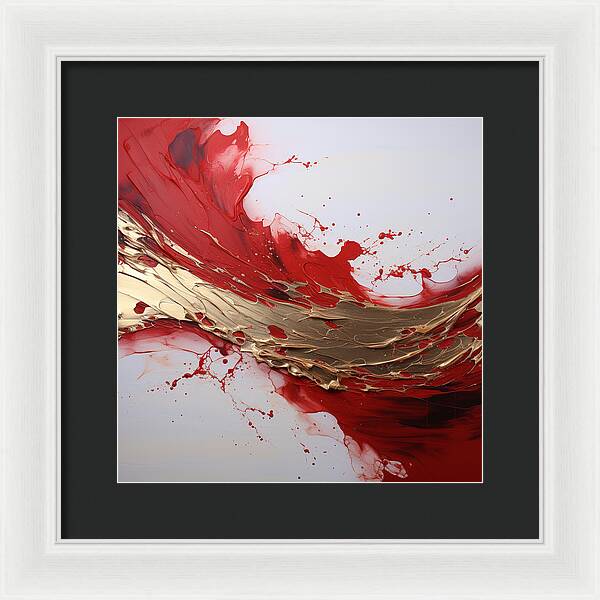 Golden Veil Over Scarlet - Framed Print