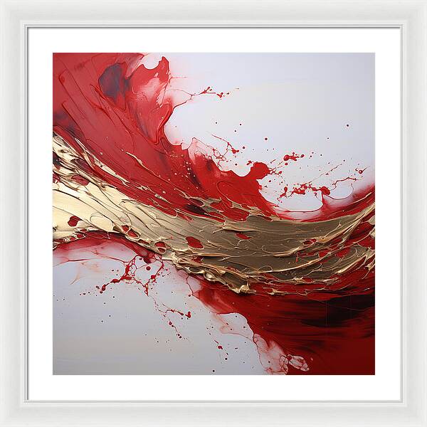 Golden Veil Over Scarlet - Framed Print