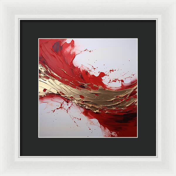 Golden Veil Over Scarlet - Framed Print