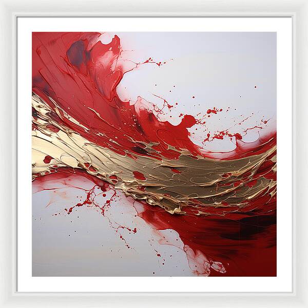 Golden Veil Over Scarlet - Framed Print