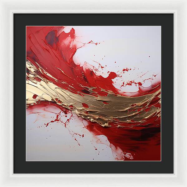 Golden Veil Over Scarlet - Framed Print