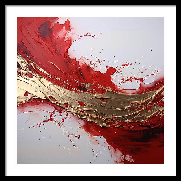 Golden Veil Over Scarlet - Framed Print