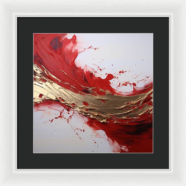 Golden Veil Over Scarlet - Framed Print