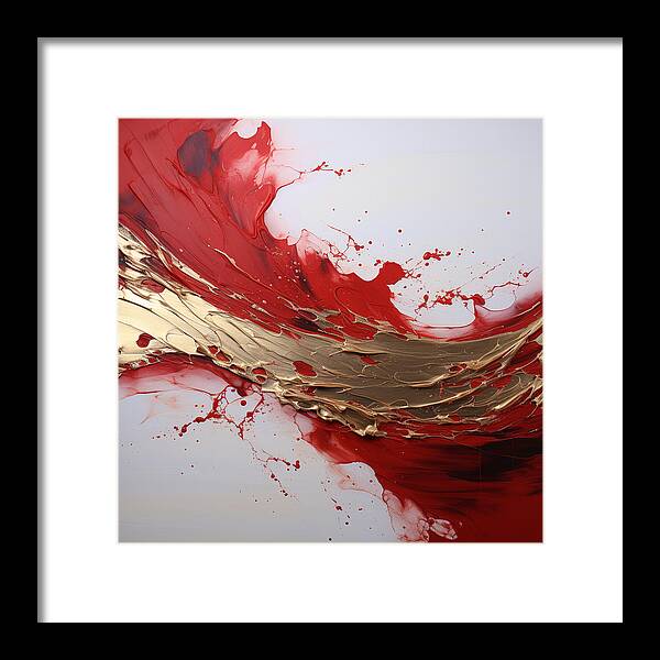 Golden Veil Over Scarlet - Framed Print