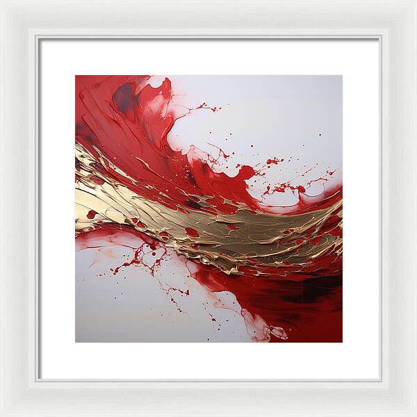 Golden Veil Over Scarlet - Framed Print