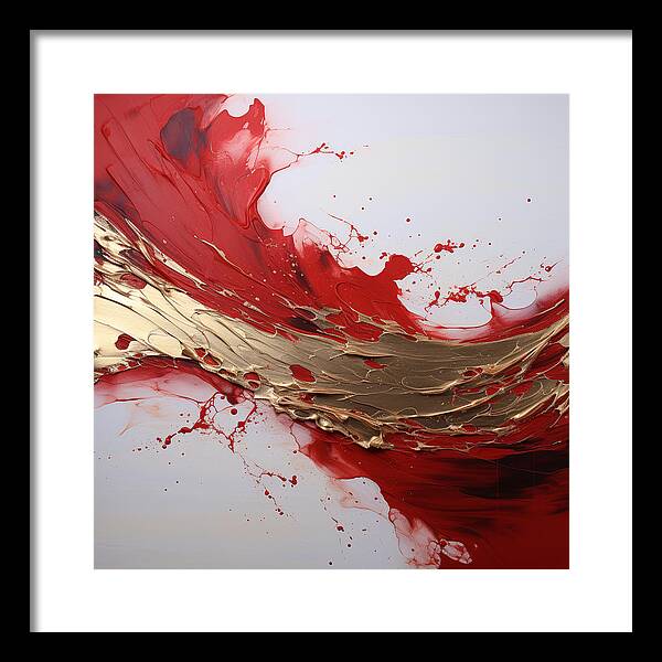 Golden Veil Over Scarlet - Framed Print