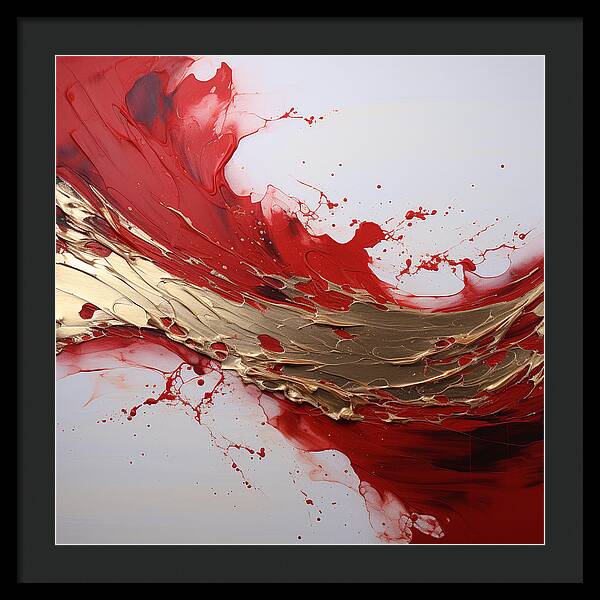 Golden Veil Over Scarlet - Framed Print