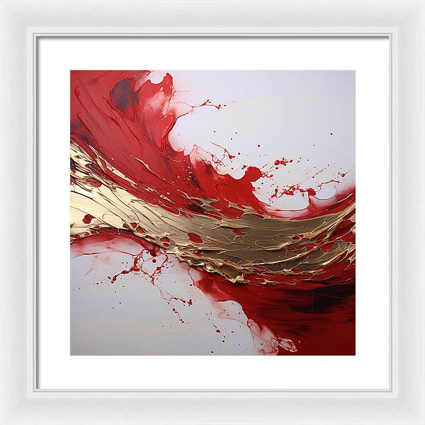 Golden Veil Over Scarlet - Framed Print