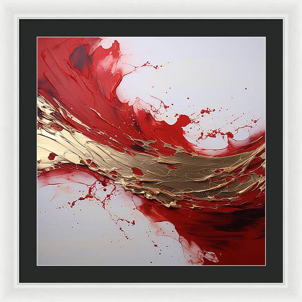 Golden Veil Over Scarlet - Framed Print