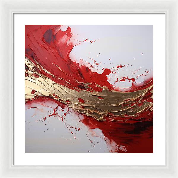 Golden Veil Over Scarlet - Framed Print