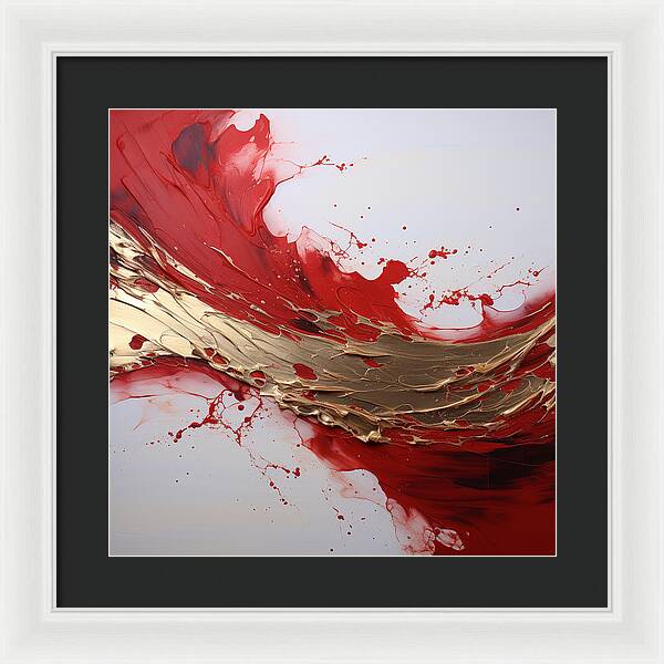 Golden Veil Over Scarlet - Framed Print