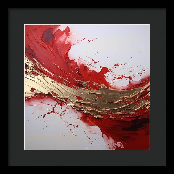 Golden Veil Over Scarlet - Framed Print