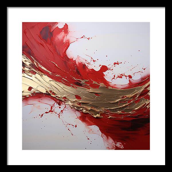 Golden Veil Over Scarlet - Framed Print