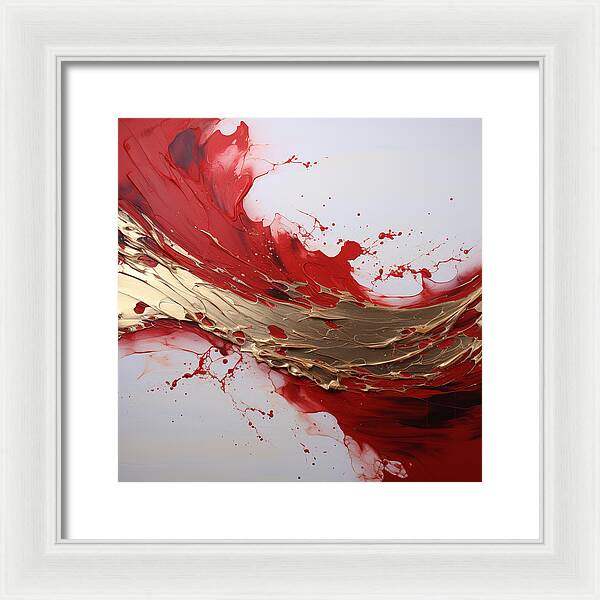 Golden Veil Over Scarlet - Framed Print