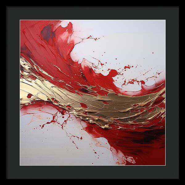 Golden Veil Over Scarlet - Framed Print