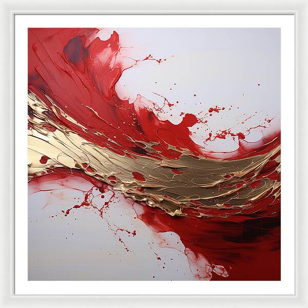 Golden Veil Over Scarlet - Framed Print