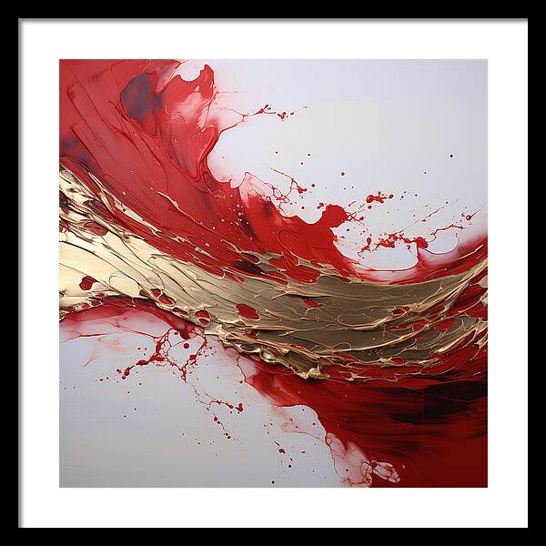 Golden Veil Over Scarlet - Framed Print