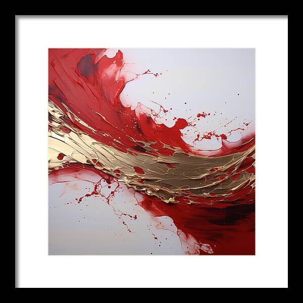 Golden Veil Over Scarlet - Framed Print