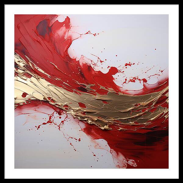 Golden Veil Over Scarlet - Framed Print