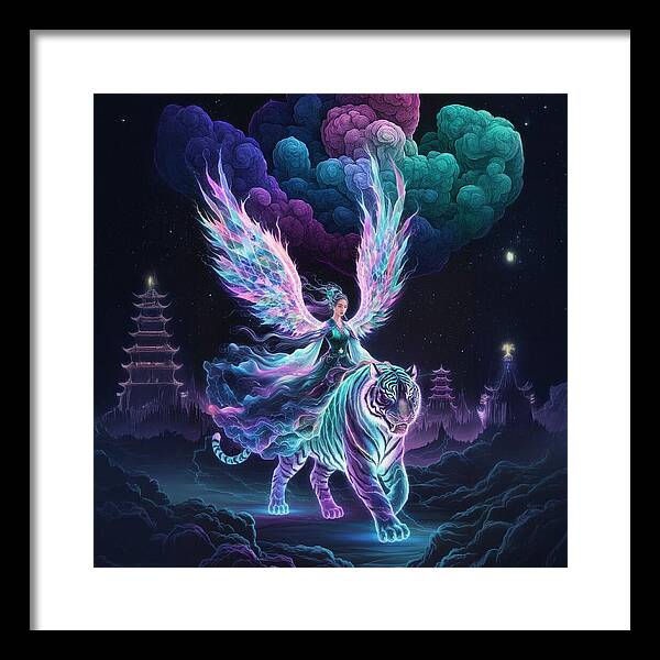 Lumina and the Cosmic Tiger - Framed Print