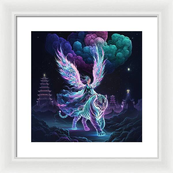 Lumina and the Cosmic Tiger - Framed Print