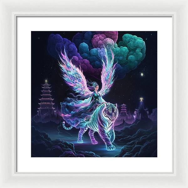 Lumina and the Cosmic Tiger - Framed Print