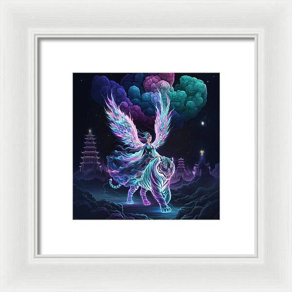 Lumina and the Cosmic Tiger - Framed Print