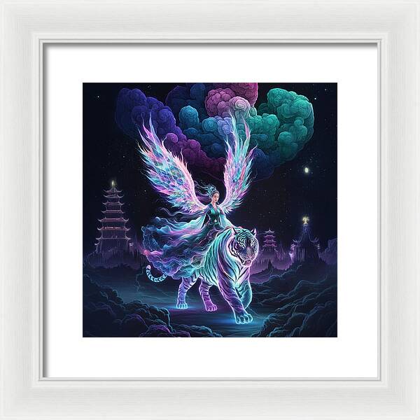 Lumina and the Cosmic Tiger - Framed Print