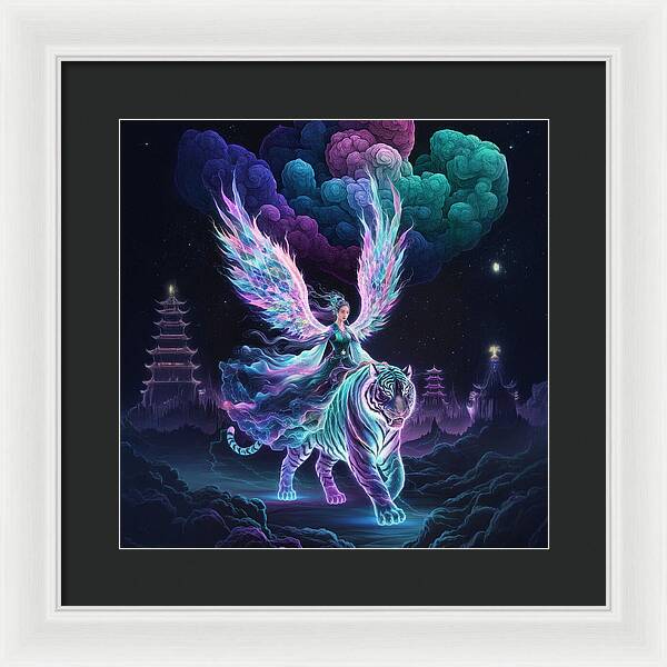 Lumina and the Cosmic Tiger - Framed Print