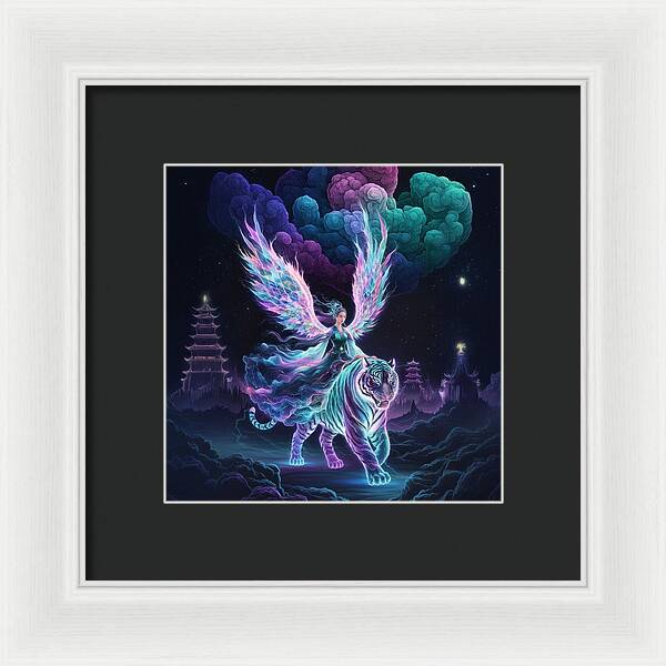 Lumina and the Cosmic Tiger - Framed Print