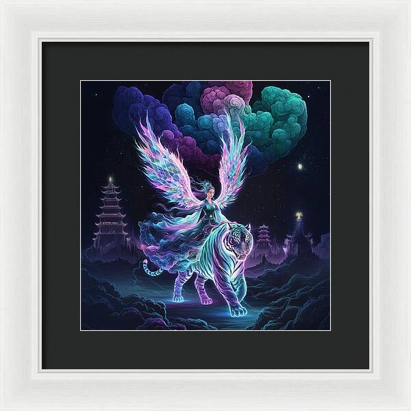 Lumina and the Cosmic Tiger - Framed Print