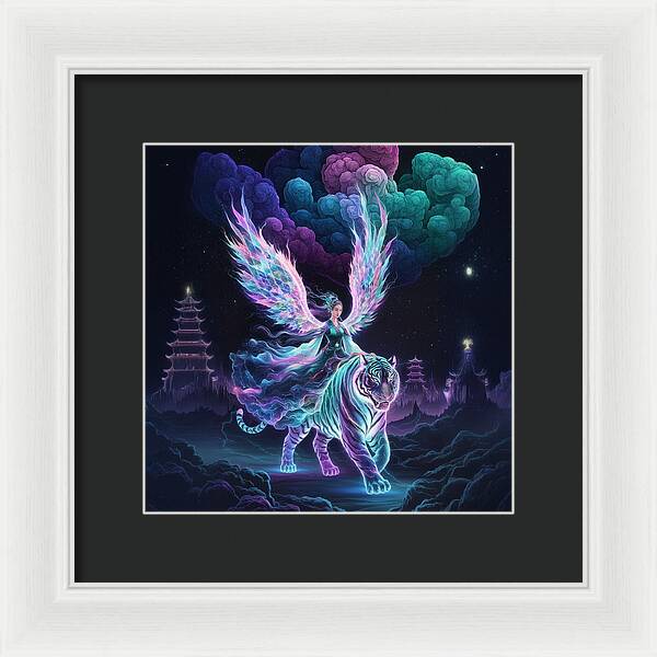 Lumina and the Cosmic Tiger - Framed Print