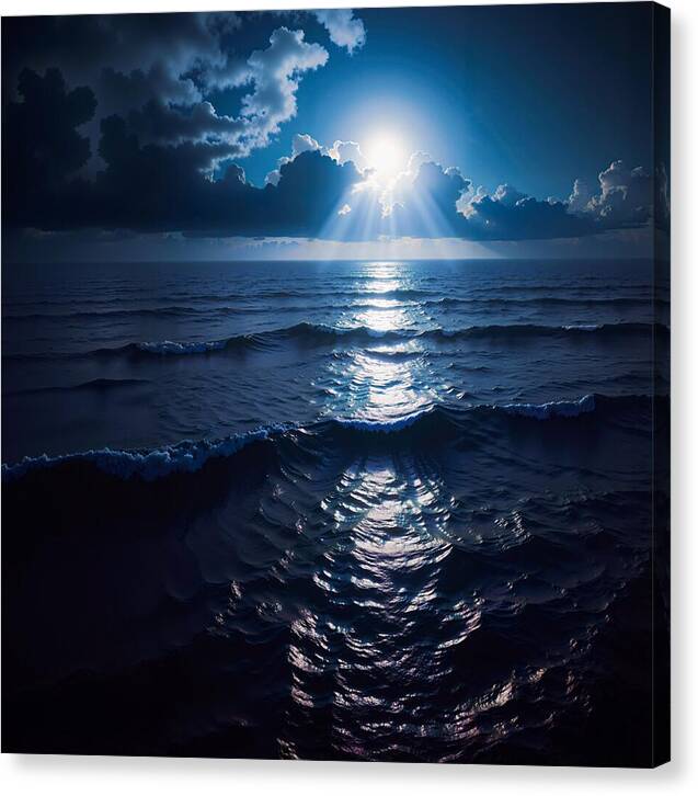 Midnight Blue Tides - Canvas Print