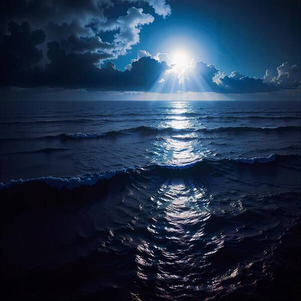 Midnight Blue Tides - Art Print