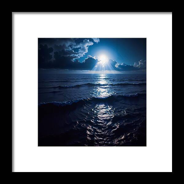 Midnight Blue Tides - Framed Print