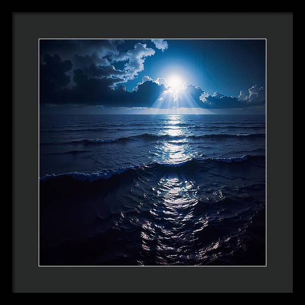 Midnight Blue Tides - Framed Print