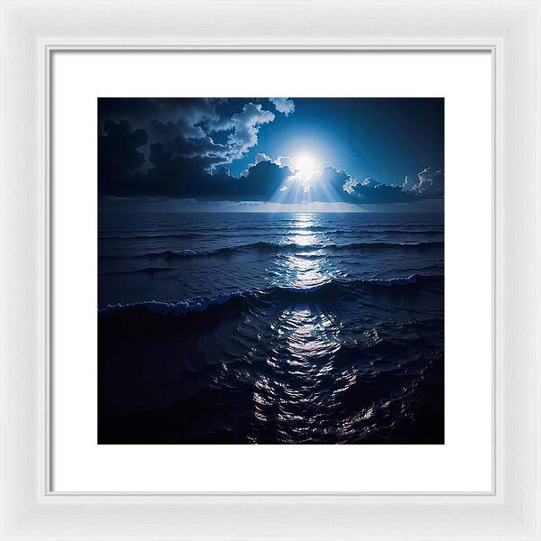 Midnight Blue Tides - Framed Print