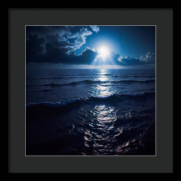 Midnight Blue Tides - Framed Print