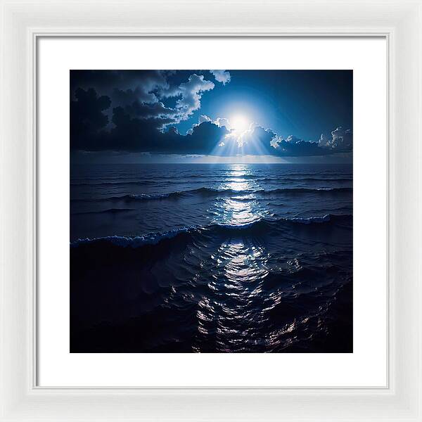 Midnight Blue Tides - Framed Print