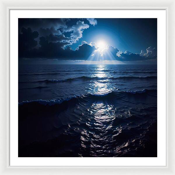 Midnight Blue Tides - Framed Print