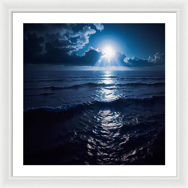 Midnight Blue Tides - Framed Print