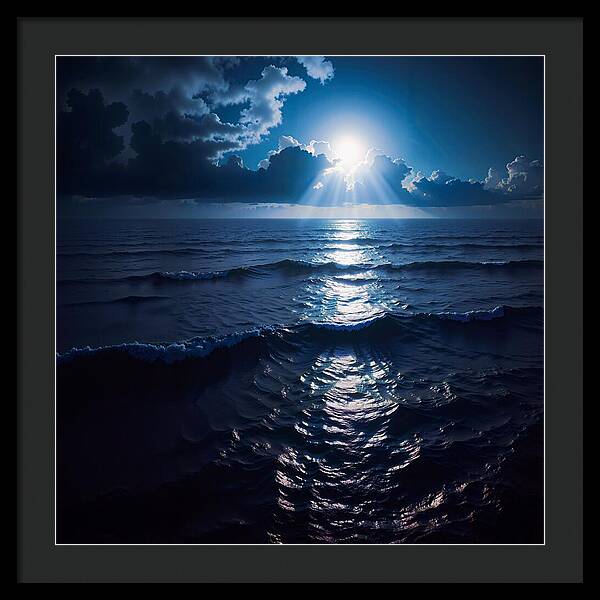 Midnight Blue Tides - Framed Print