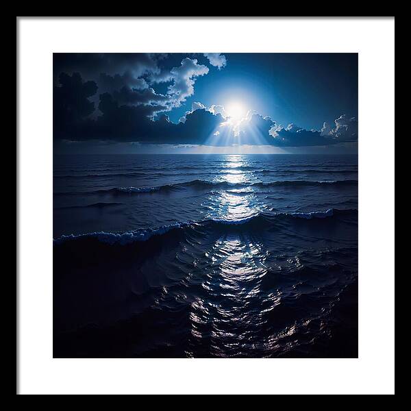 Midnight Blue Tides - Framed Print