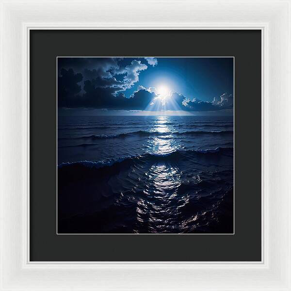 Midnight Blue Tides - Framed Print