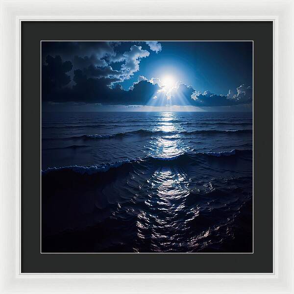 Midnight Blue Tides - Framed Print